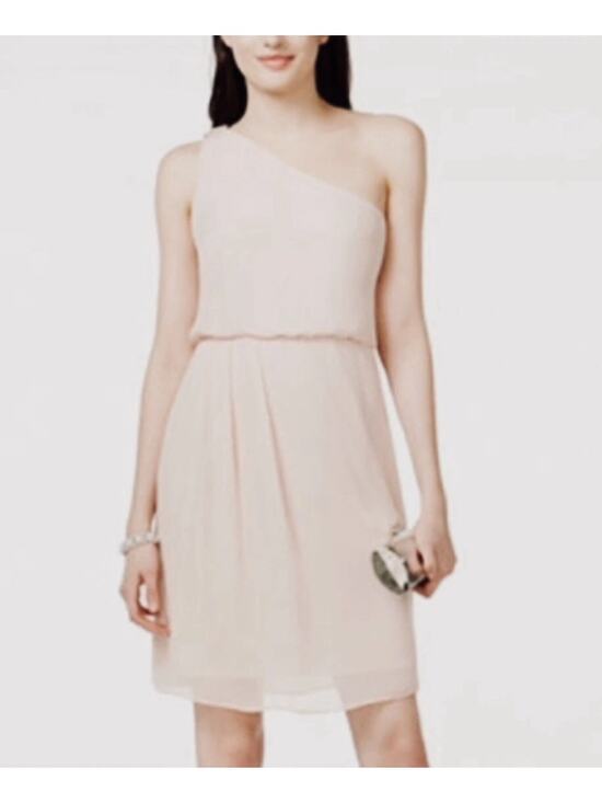 Adrianna Papell Dresses & Skirts - NWT Adrianna Papell Pink Blush One-Shoulder Chiffon Dress Size 4